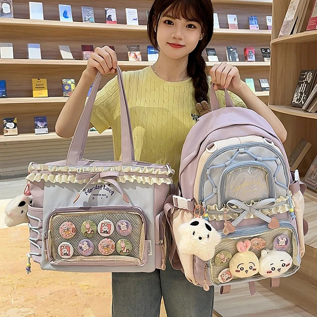 透明痛包2025新款可爱风少女甜美初高中学生书包大容量双肩包女