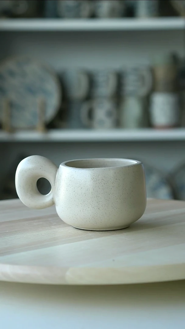 陶瓷奶油杏大耳朵咖啡杯240@4-2@