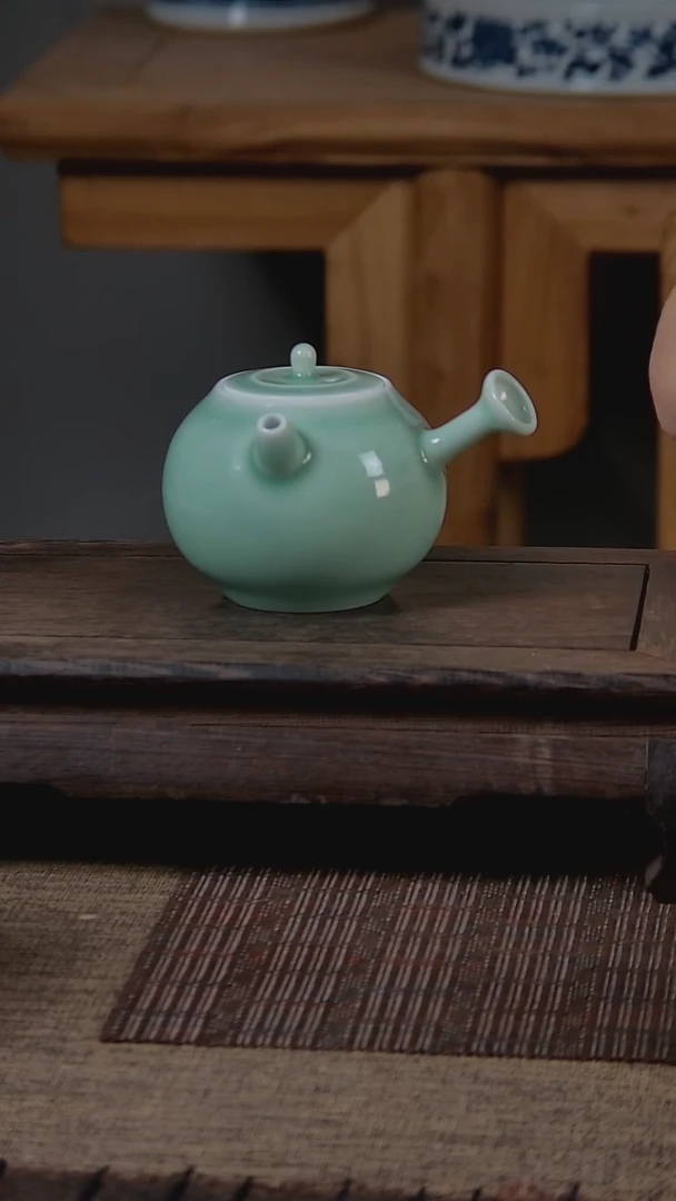 折葵非器手工手绘梅子青侧把壶