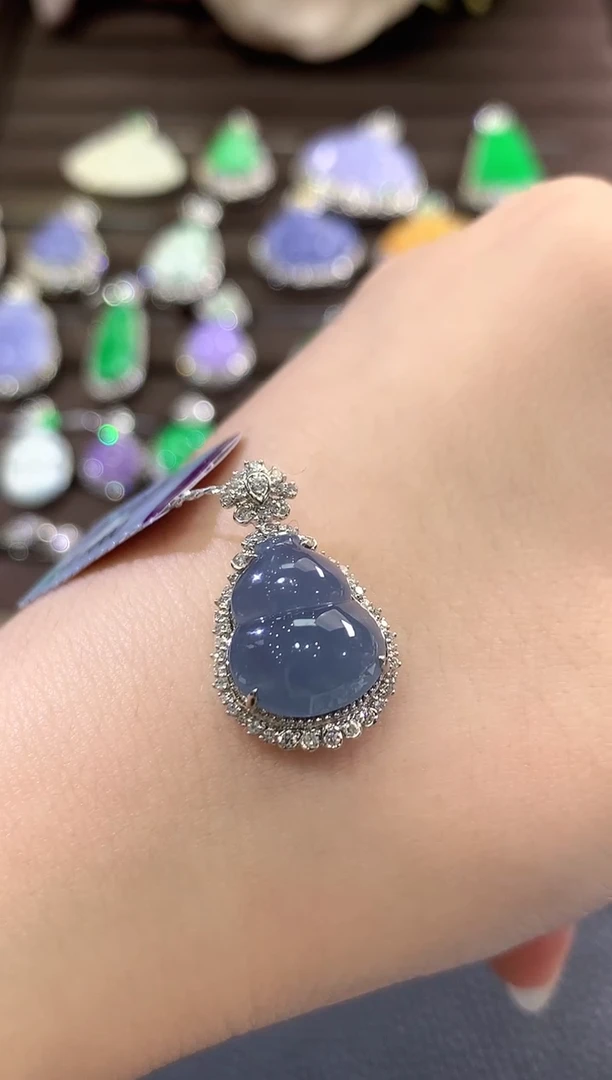 吊坠(不含链)18K金镶嵌翡翠c6 紫货有色差