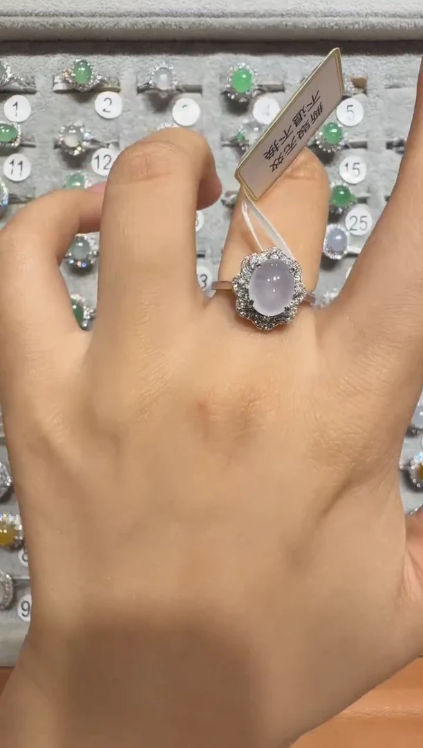 银S925镶嵌戒指翡翠925银镶翡翠戒指镶嵌98