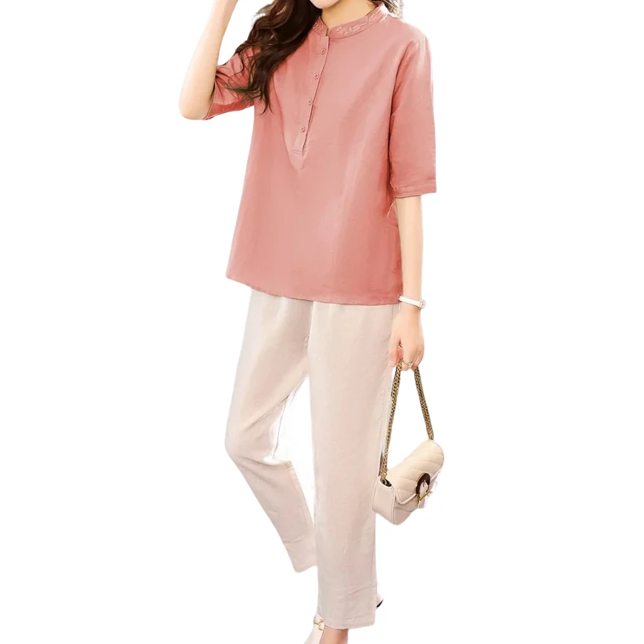 【Real&CTC】棉麻套装女夏款休闲遮肚成套搭配两件套洋气两件套1