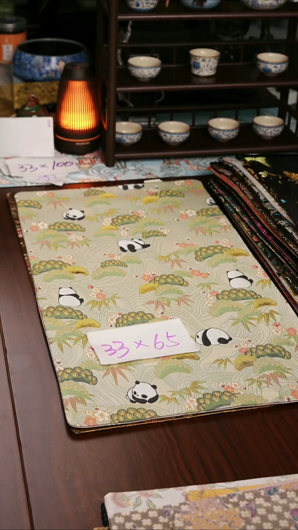 【熊猫双面】中国风干泡织锦茶席33*65