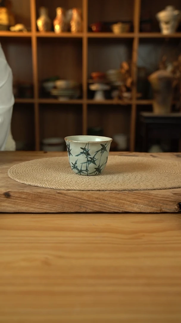 手绘竹子系列的手捏牛奶杯1个