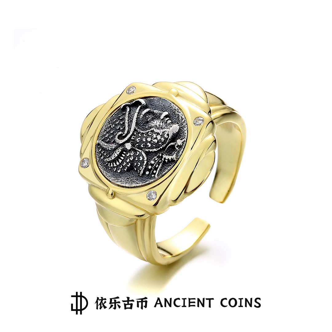 925银戒指 【塞琉古一世】古币戒指新款小众高级开口可调节食指指环