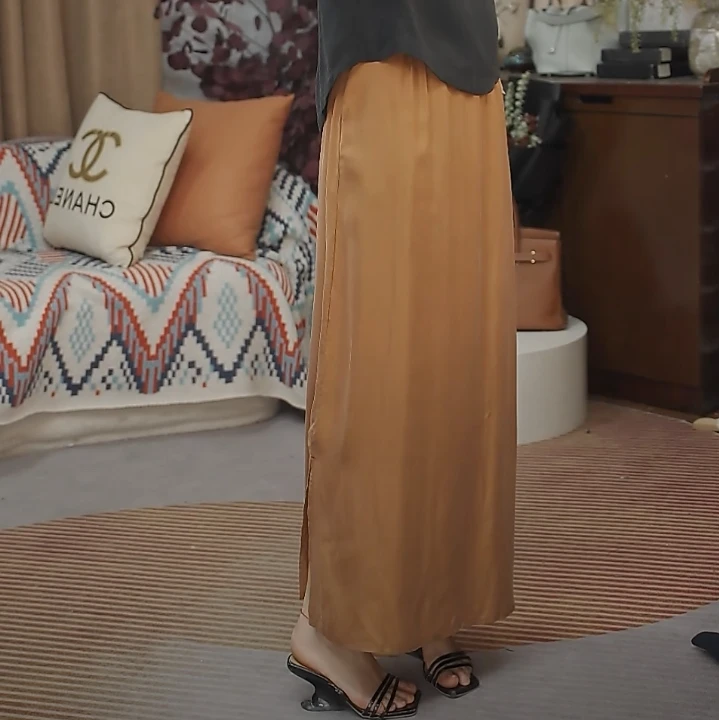 【铜氨丝福利款】2362新款百搭时尚纯色休闲夏季半身裙