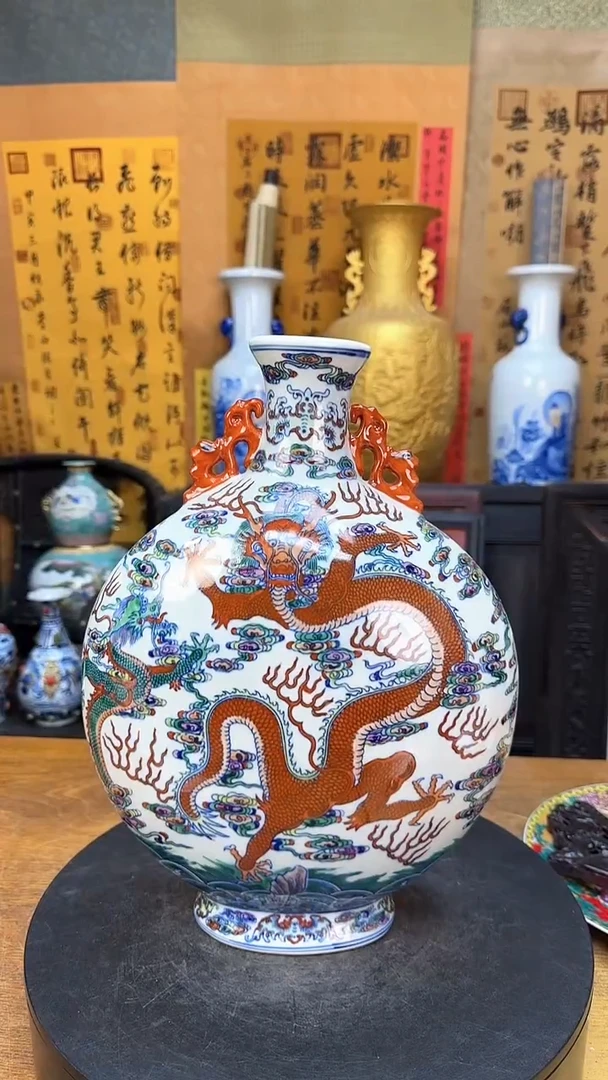 【闪购商品】瓶景德镇陶瓷客厅摆件仓龙教子