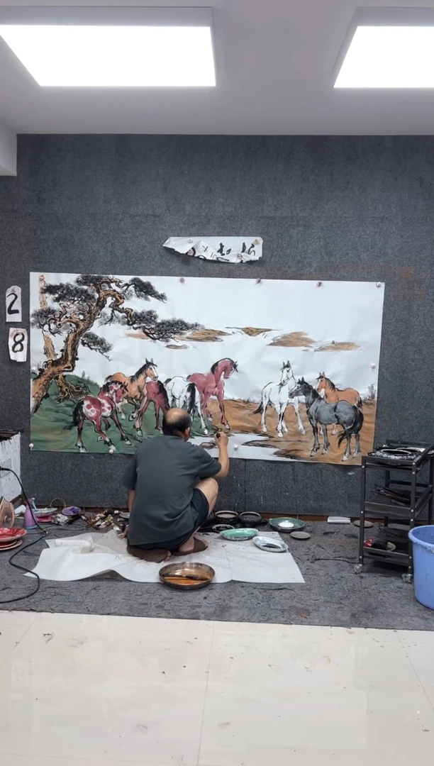 国画山水八骏 带收藏证书