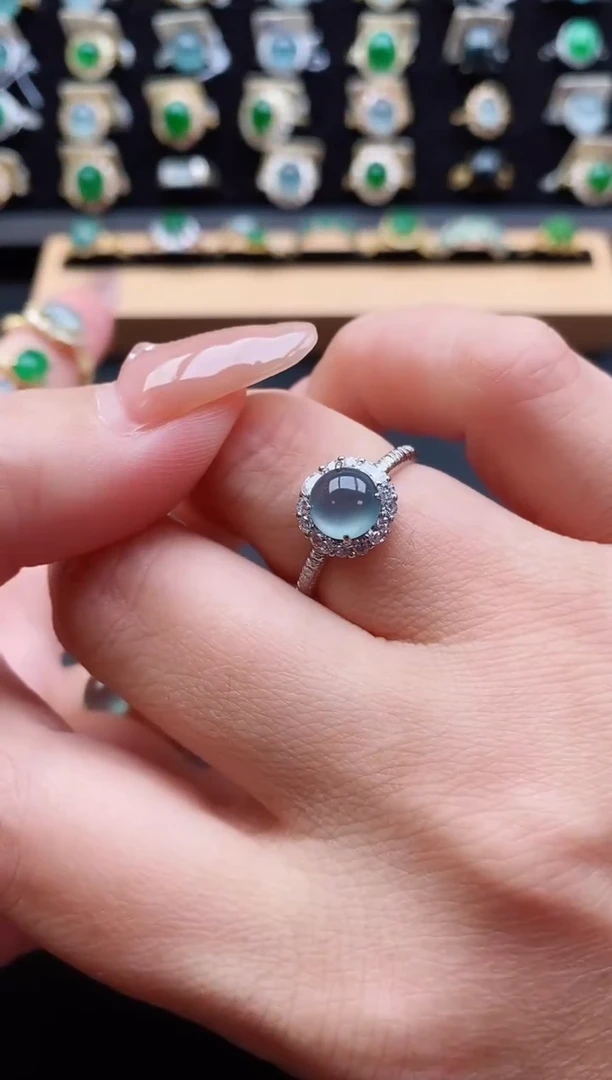 银S925镶嵌戒指翡翠1