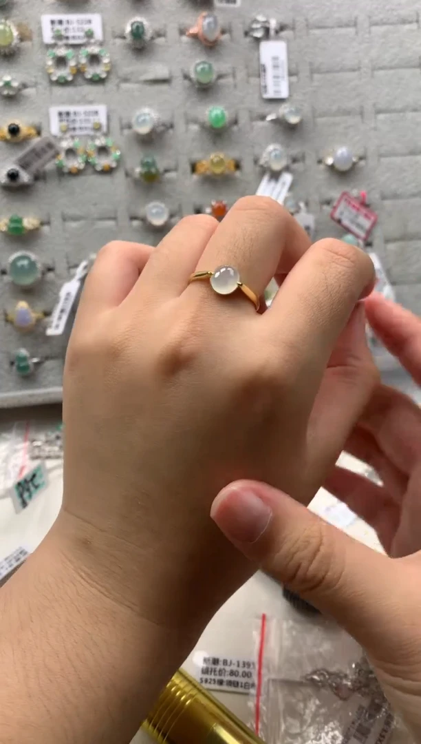 银S925镶嵌戒指翡翠3