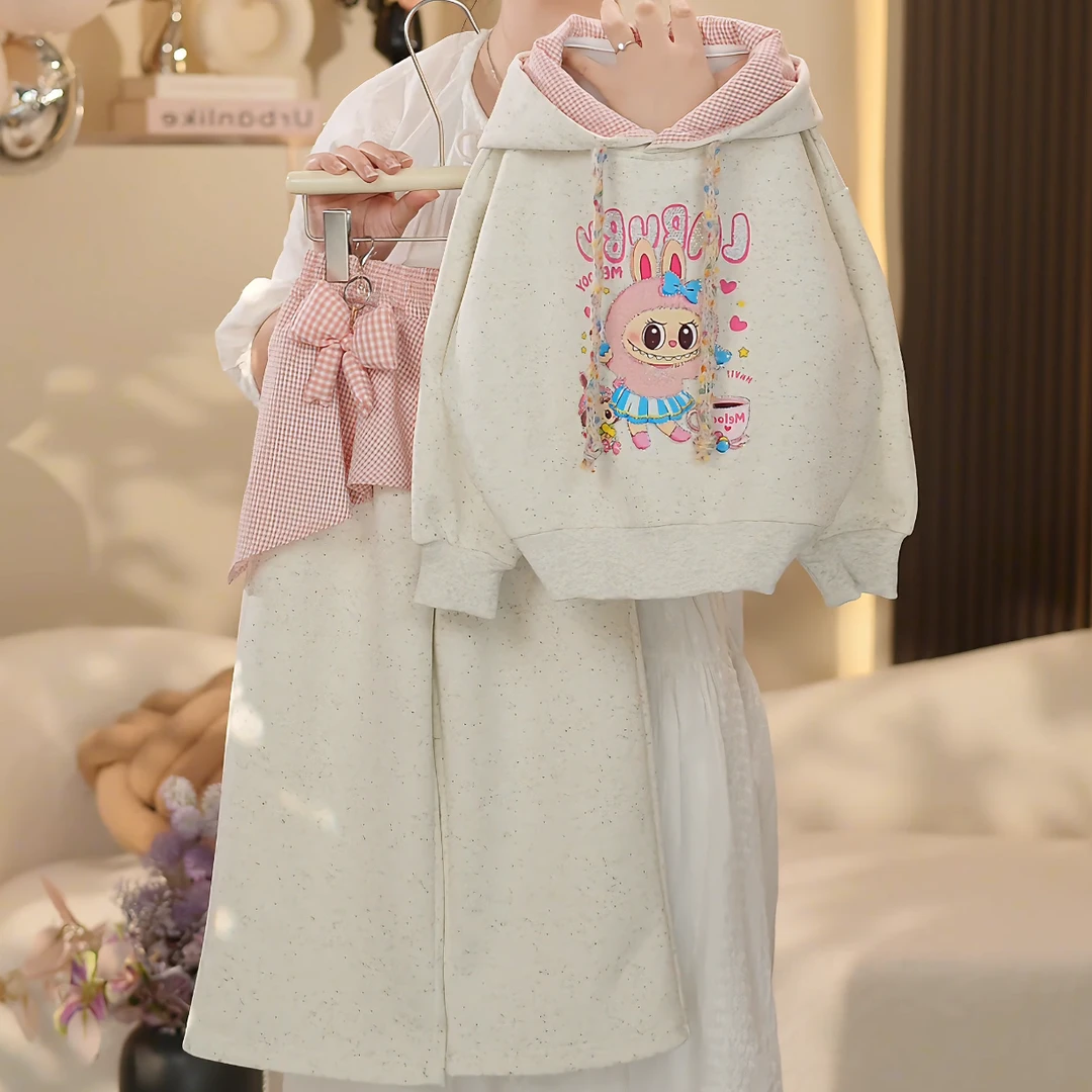 女童2025秋季新款洋气重工烫钻卡通卫衣套装YY725