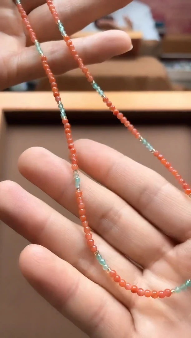 南红玛瑙银S925镶嵌颈饰项链