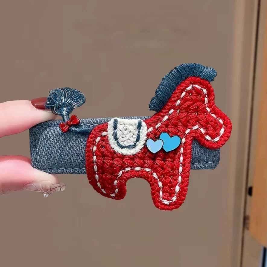 绝美针织小马牛仔发夹小众个性洋气韩里韩气ins前额碎发刘海夹