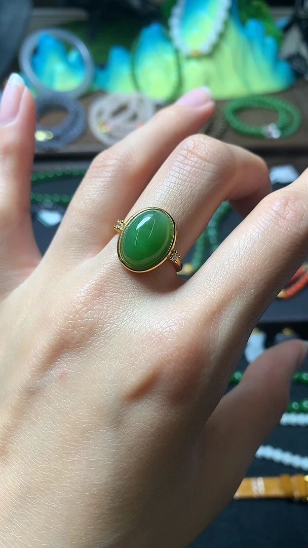 【闪购商品】和田玉戒指银S925镶嵌戒指