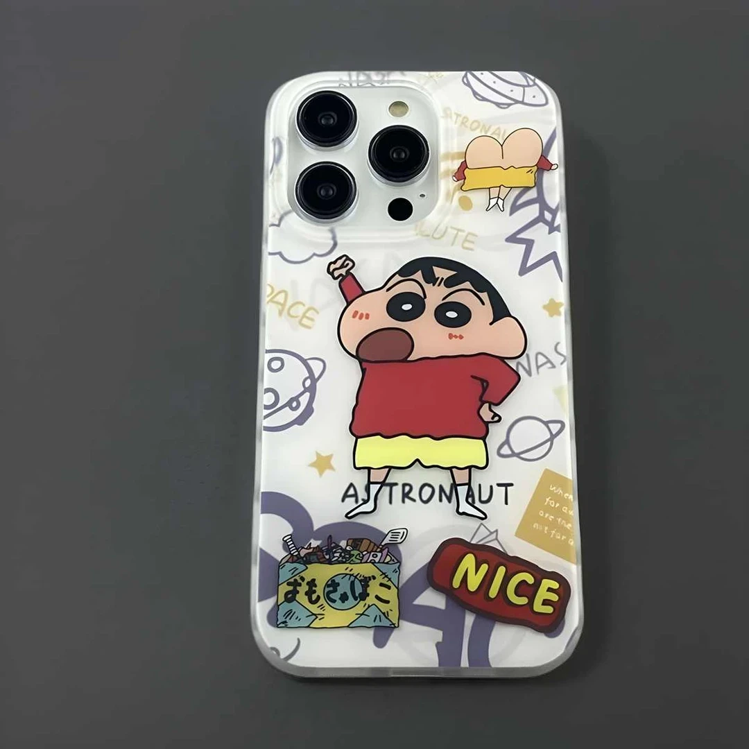 蜡笔小新涂鸦双层IMD适用iPhone15华为小米OPPOVIVO荣耀手机壳
