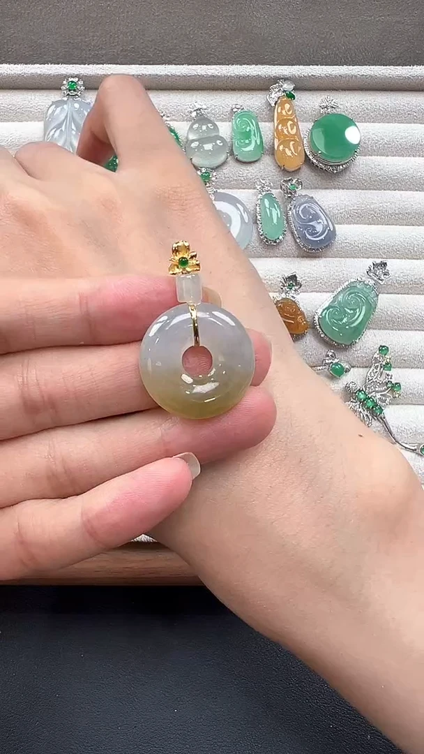 翡翠18K金镶嵌吊坠(不含链)缅甸珠宝严选馆YX