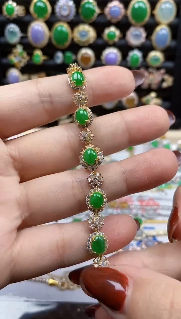 银S925镶嵌戒指翡翠嗯*5052