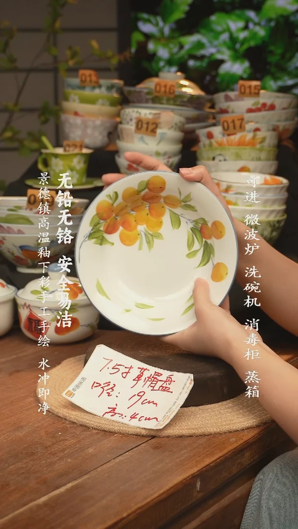 瓷景德镇高温瓷釉下彩手绘陶瓷