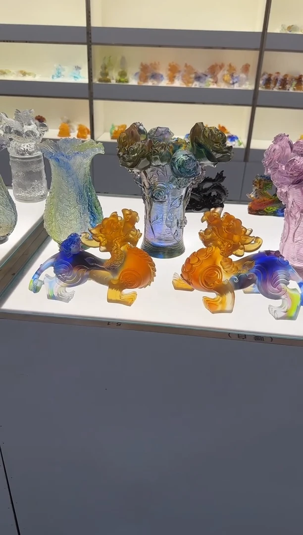 手工艺品琉璃貔貅21厘米一对