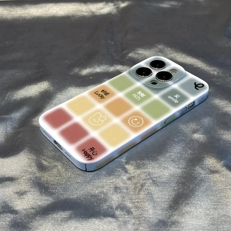 彩色格子适用苹果16promax手机壳华为Pura70荣耀vivo小米oppo