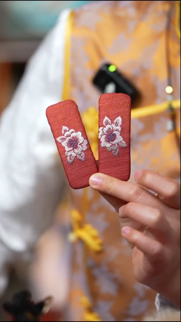 织绣单个发夹非遗国风手工美物