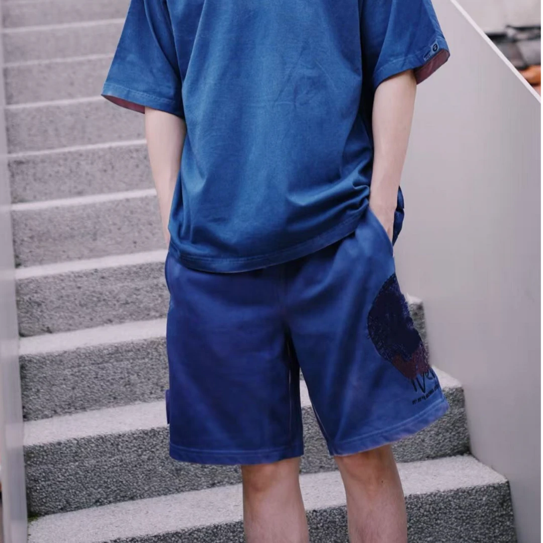 猿人新款扎染水洗情侣短裤 五分裤