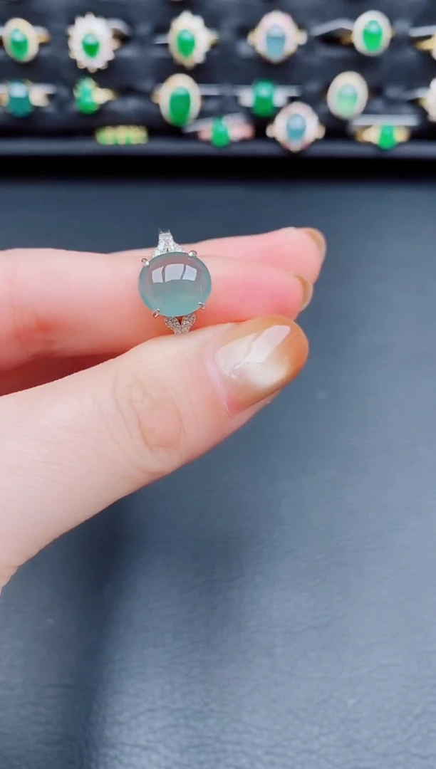 【闪购商品】翡翠戒指银S925镶嵌天然a货翡翠14