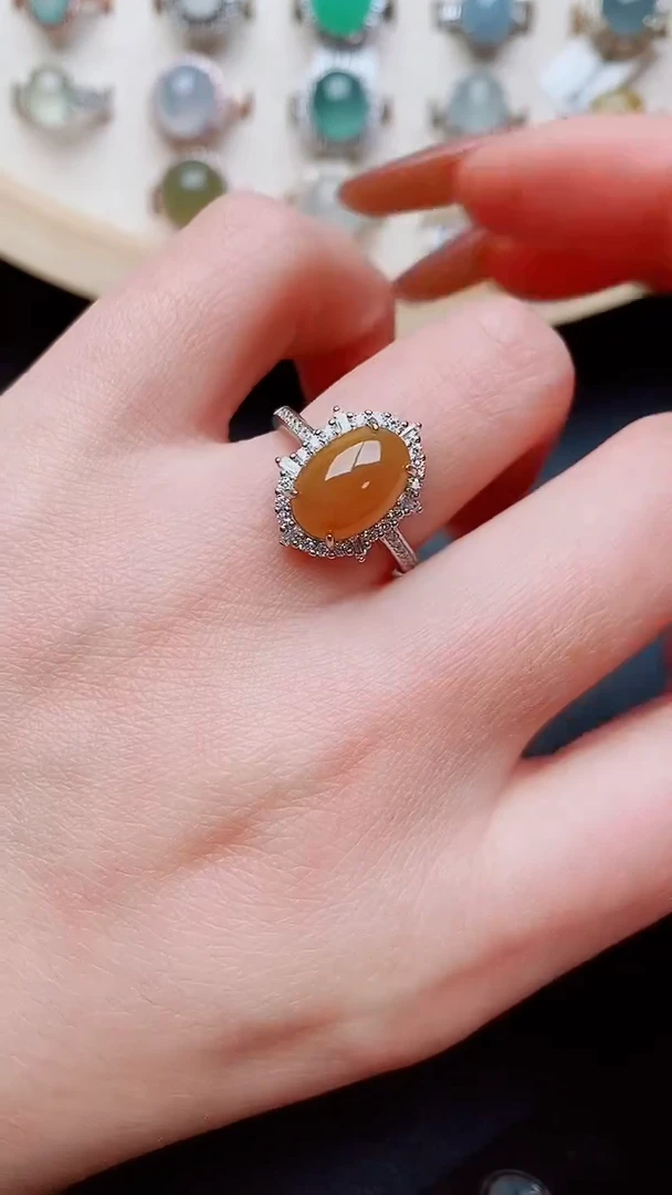 银S925镶嵌戒指翡翠...