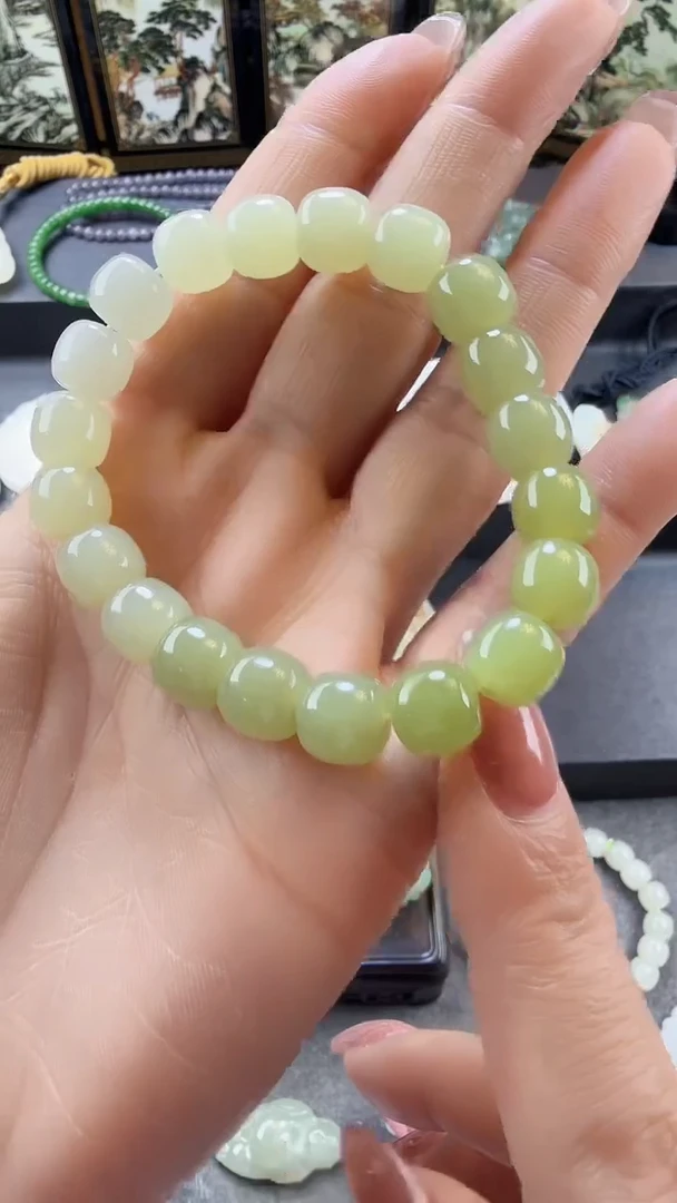 未镶嵌手串和田玉翠青手串