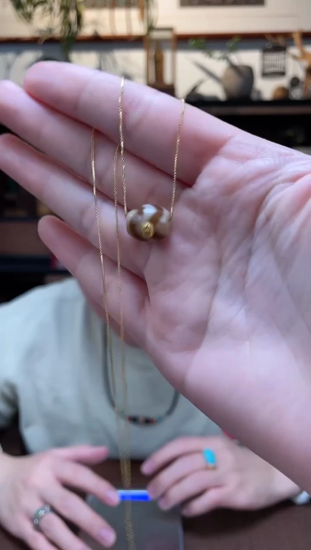 【闪购商品】玛瑙/玉髓吊坠18K金镶嵌18K玛瑙珠吊坠JWF赠链