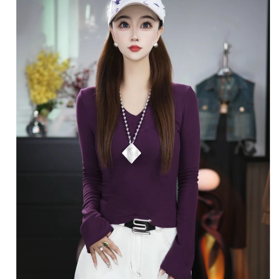 【慕斯双面绒】春秋韩版气质高级感打底衫长袖百搭修身显瘦内搭8869