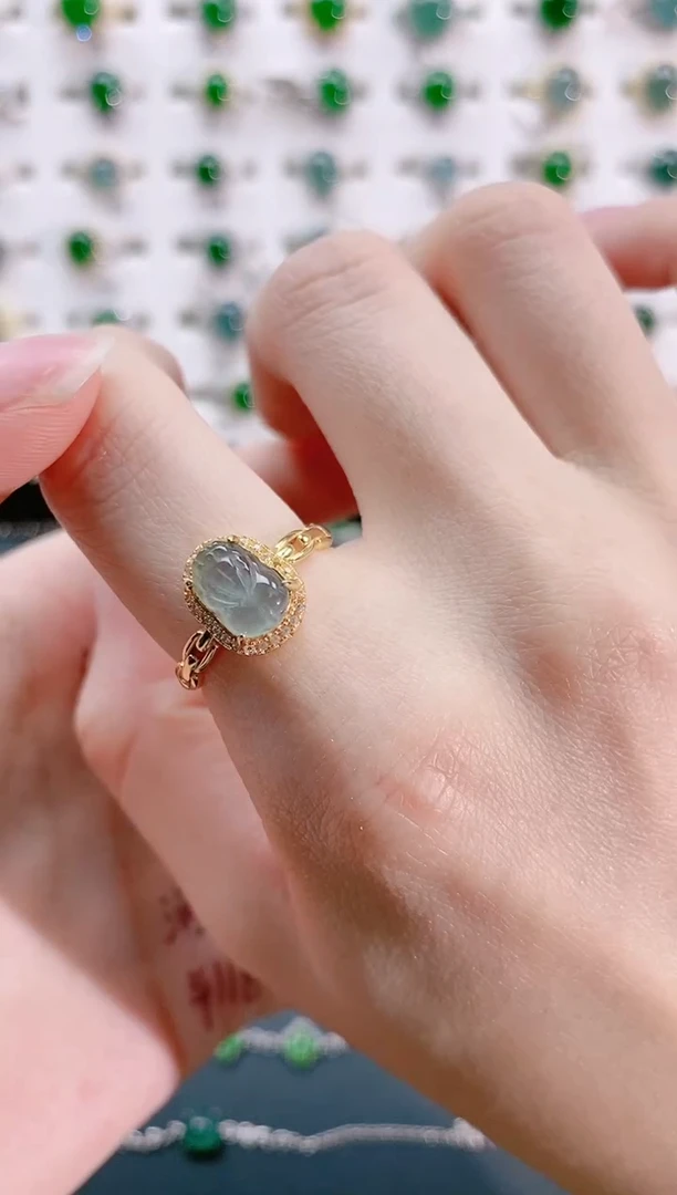 【闪购商品】翡翠戒指银S925镶嵌天然翡翠