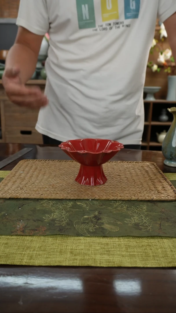 陶瓷一件包邮红色果盘小