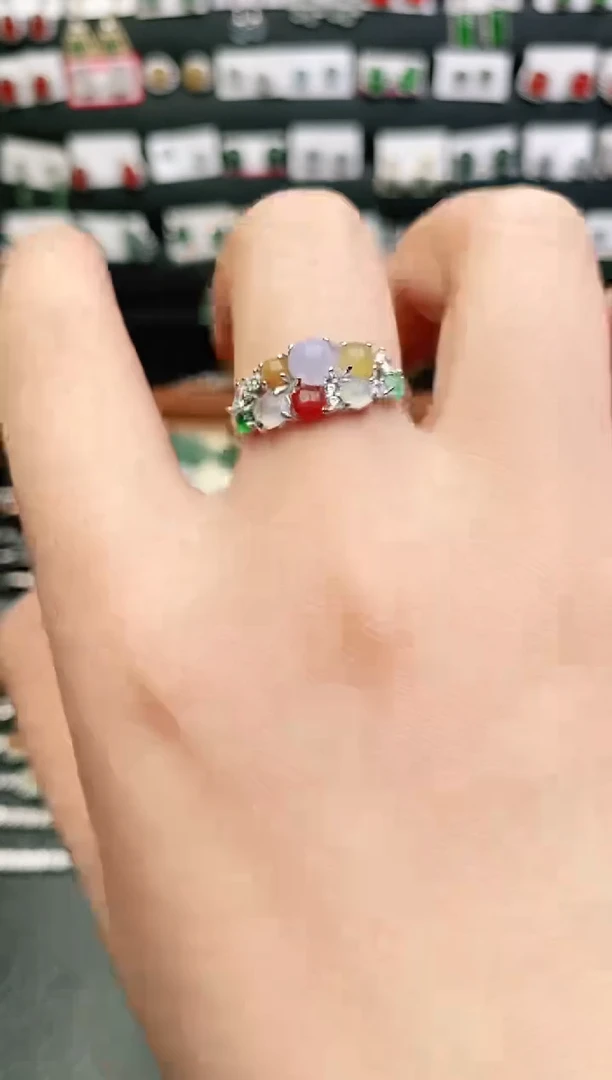 翡翠戒指银S925镶嵌戒指