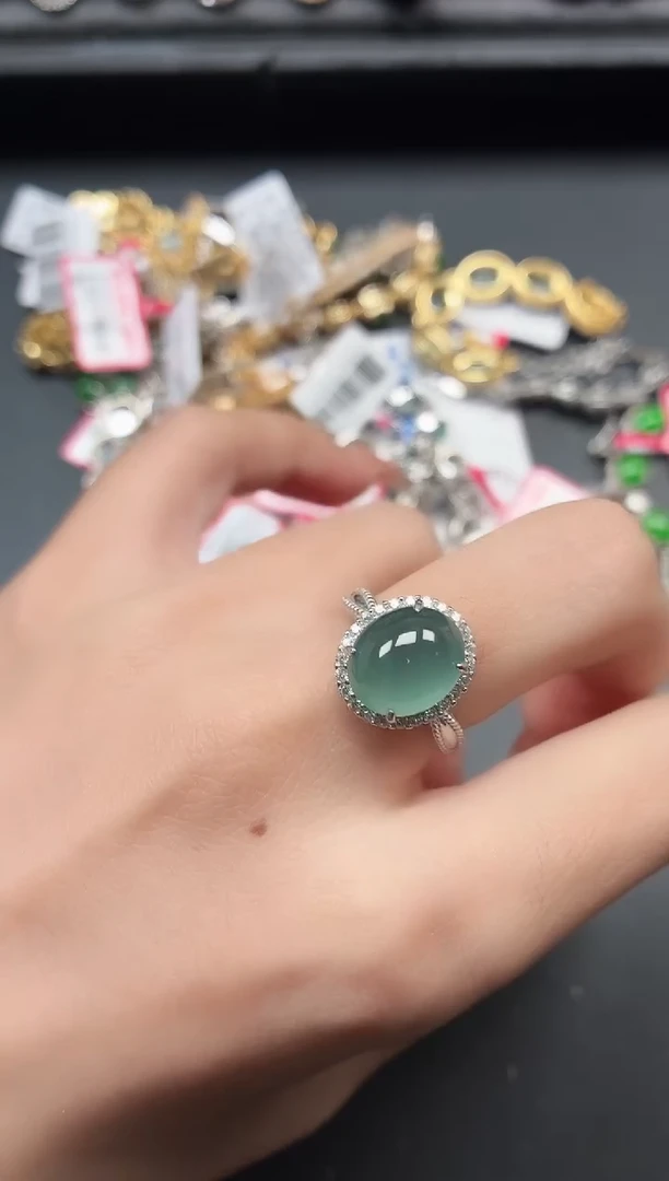 银S925镶嵌戒指翡翠111