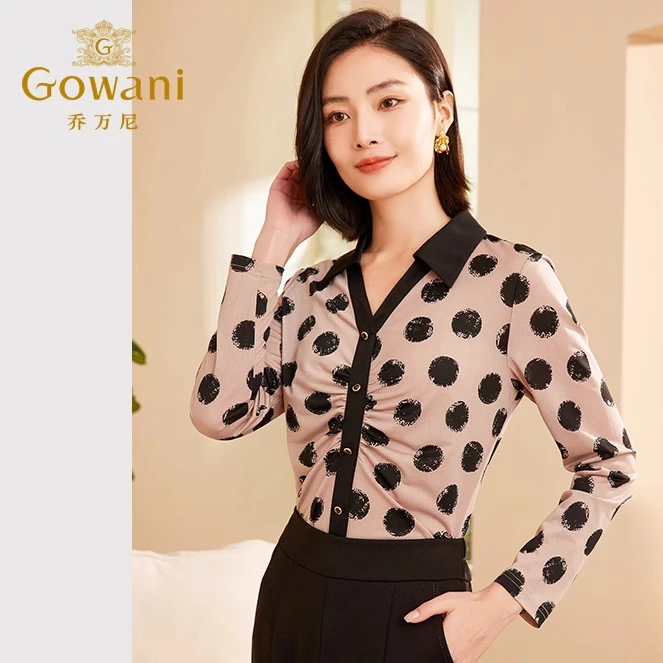Gowani/乔万尼2025春女士长袖衬衫抽褶收腰设计ET3C749905