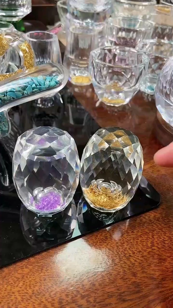 【闪购商品】金箔+紫色水晶盖置2个装