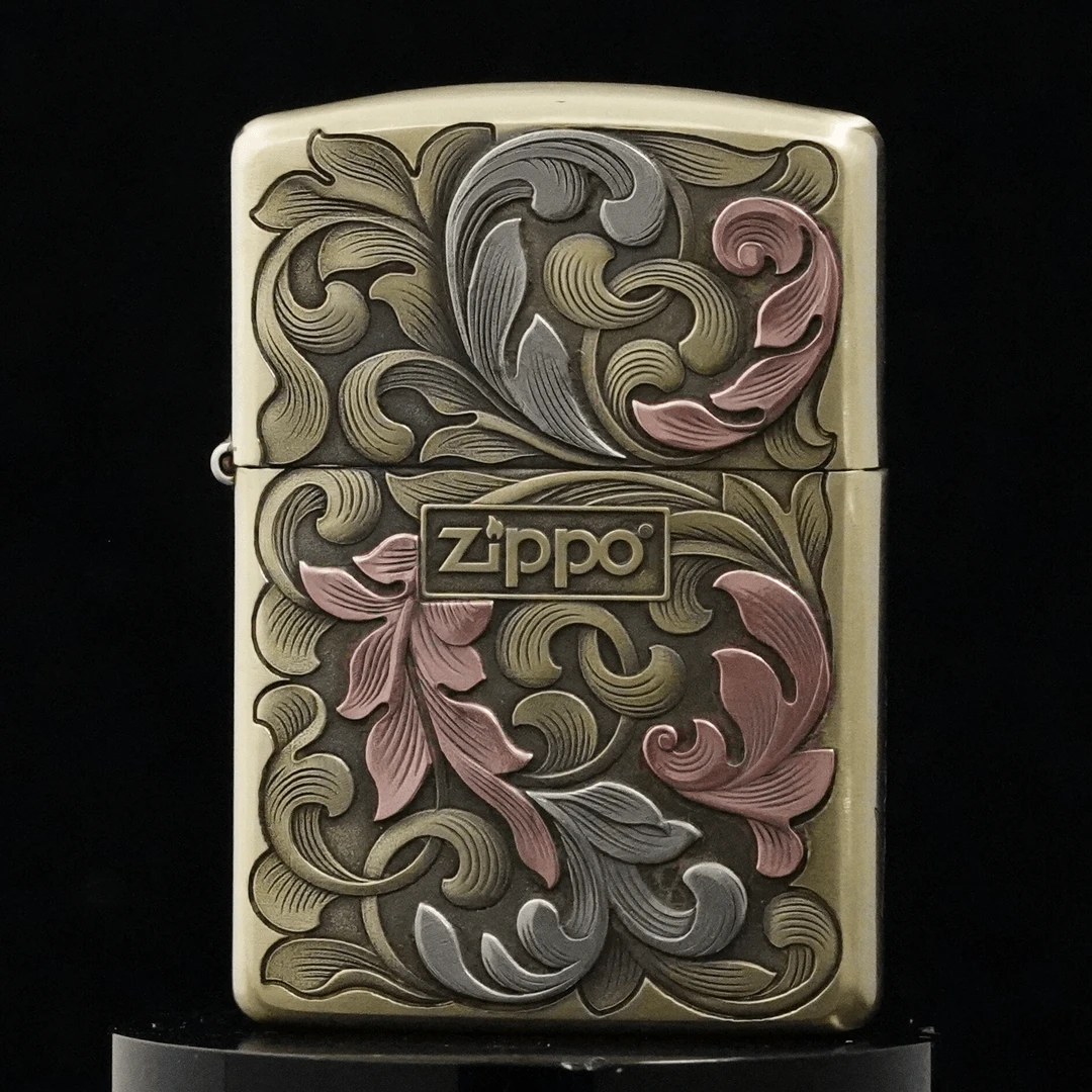 ZIPPO正品打火机/紫铜镶嵌【大叶唐草】盔甲男士收藏DY9912GQ【鹰皇】