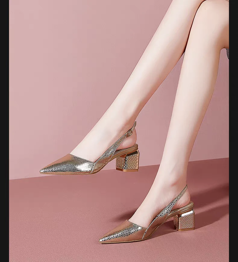 (朱姐同款)超级舒服粗跟女鞋!真皮镂空凉鞋时尚粗跟女鞋