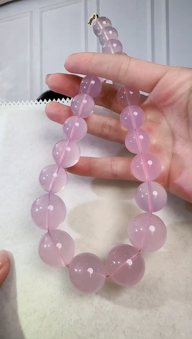 颈饰银S925镶嵌水晶粉晶925银项链