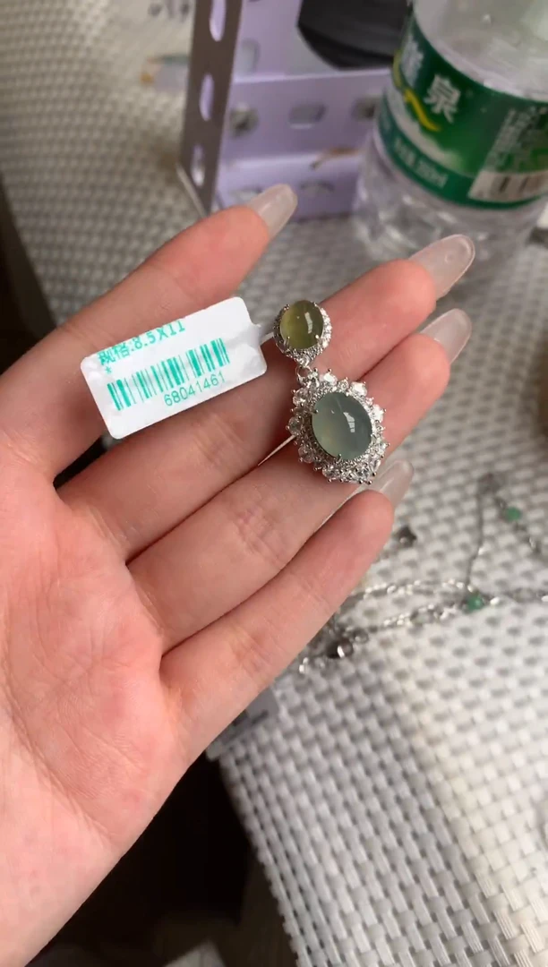 银S925镶嵌戒指翡翠吊坠26