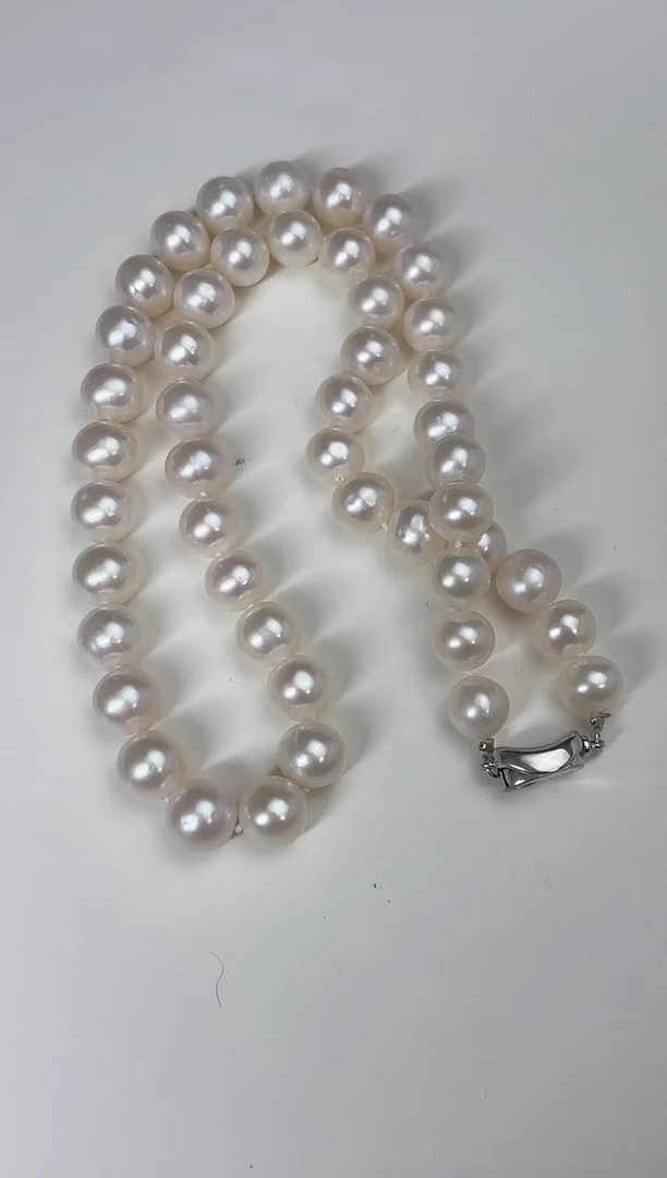 【闪购商品】淡水珍珠项链银S925镶嵌9-10MM淡水珍珠项链