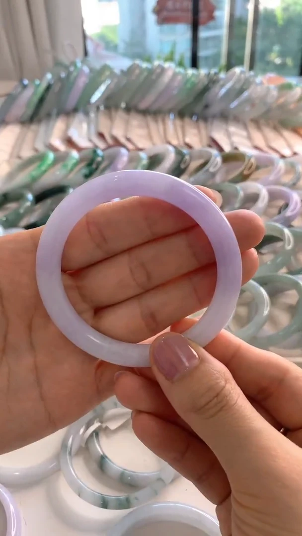 未镶嵌手镯翡翠54紫色圆条