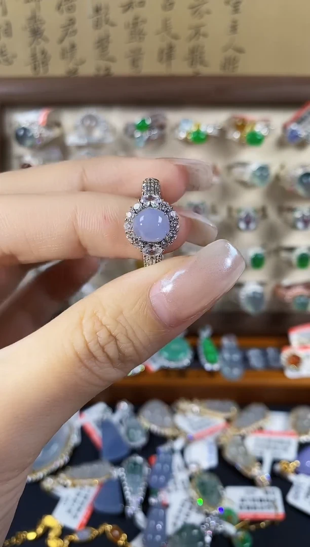 银S925镶嵌戒指翡翠天然A货翡翠111