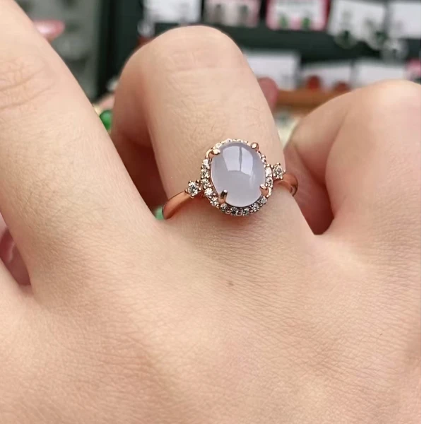 鑫辰珠宝天然A货翡翠银镶嵌设计款开口女戒指时尚百搭