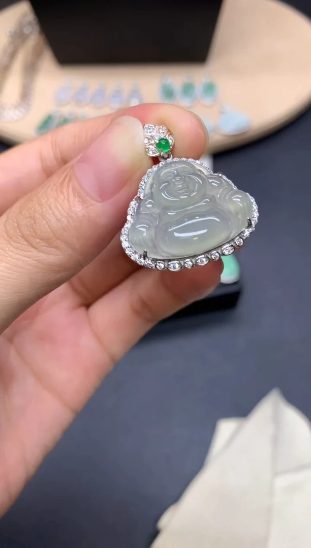 翡翠银S925镶嵌吊坠(不含链)佛公【多样性发其一】