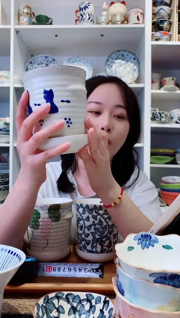 陶瓷美浓烧猫咪筷筒