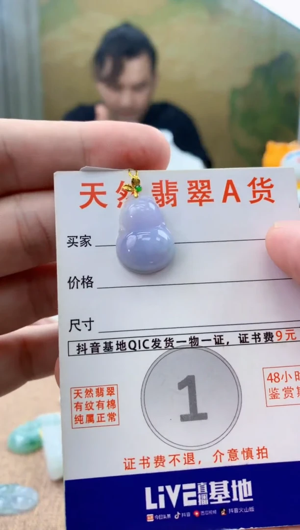 颈饰18K金镶嵌翡翠 天然A货翡翠挂件
