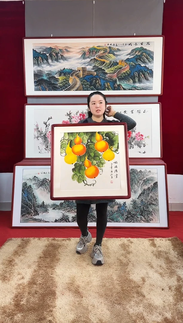 国画手绘葫芦63*63尺寸