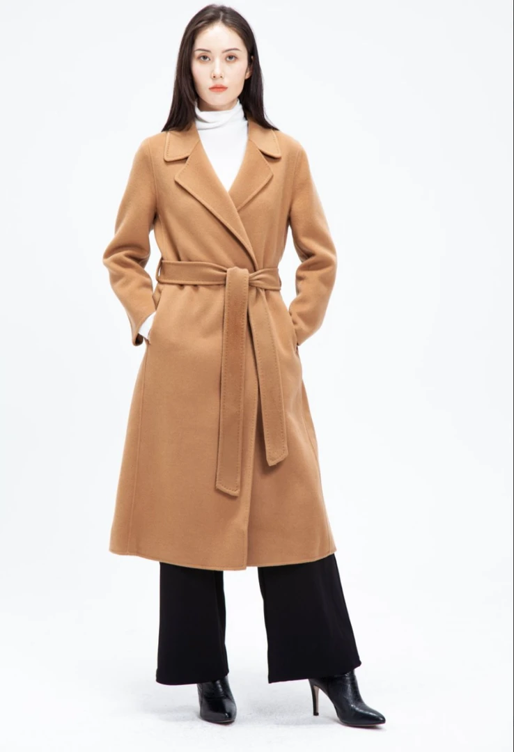 （破价新款）10山羊绒高端双面呢外套大衣女长款修身显瘦韩版正肩